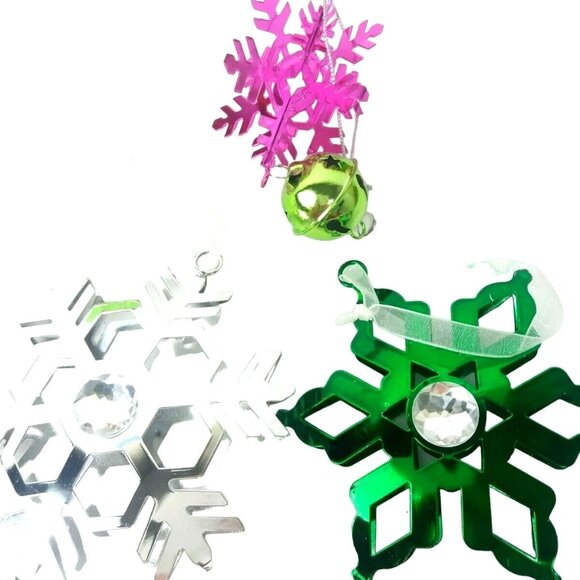 Festive Christmas Glitter Ornaments Set Of 17 Reindeer Star Faux Boxes Snowflake - Picture 5 of 6